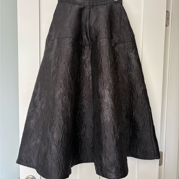 H&M Black Jacquard A-Line Midi Skirt Textured Full Elegant Evening Wear Sz 2 - Picture 9 of 13
